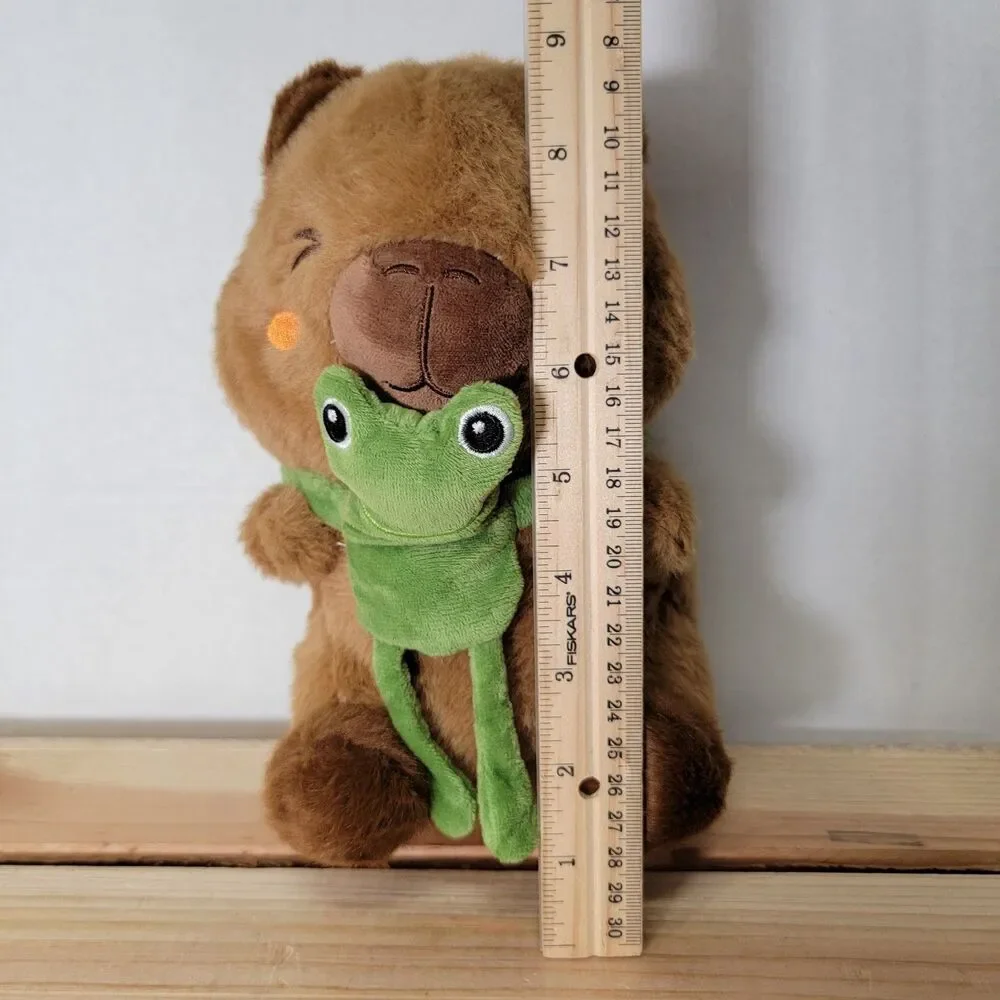 Cute Capybara Plush w/ Hugging Frog Friend
